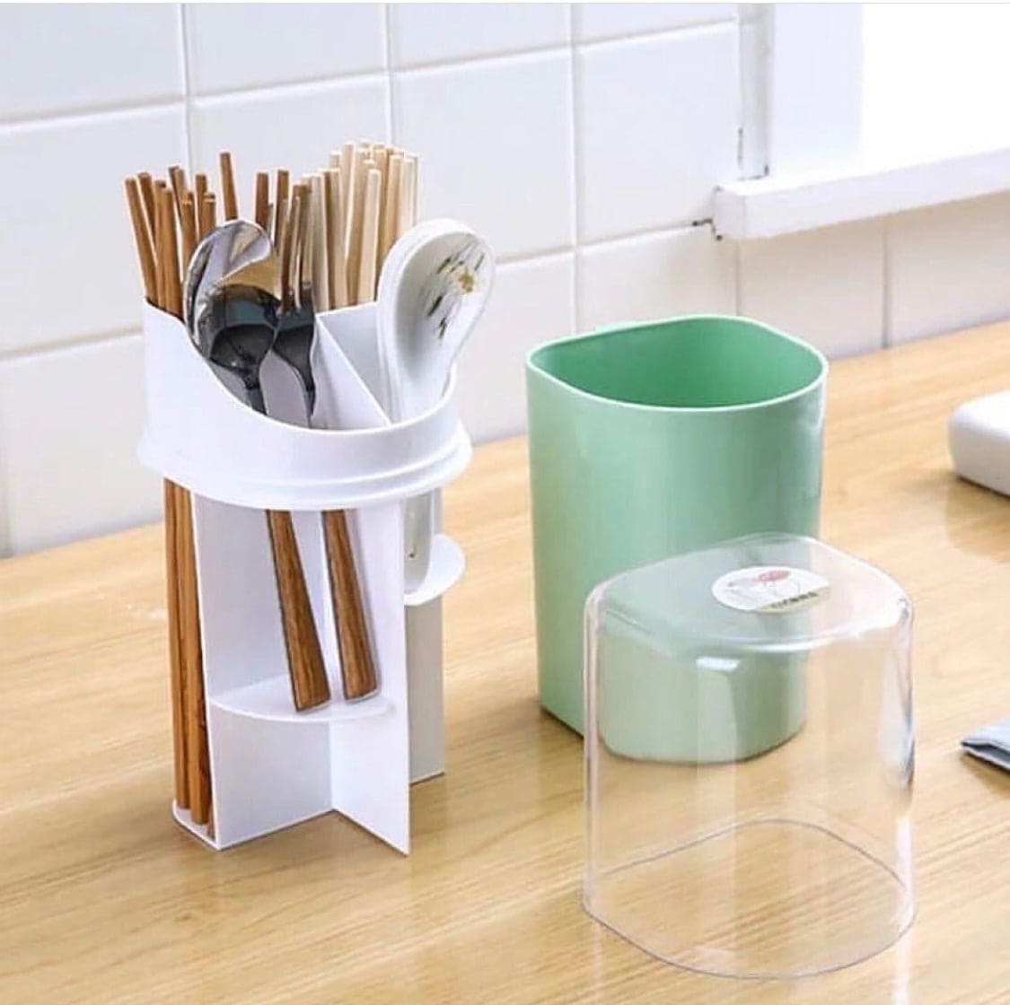 4 Compartment Cutlery Holder, Creative Cutlery Draining Rack, Draining Container For Forks Knife 4 Compartment Cutlery Holder, Creative Cutlery Draining Rack, Draining Container For Forks Knife